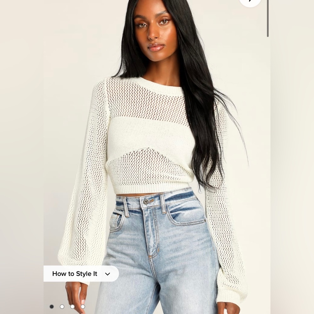 Weave Your Mark Ivory Loose Weave Long Sleeve Sweater